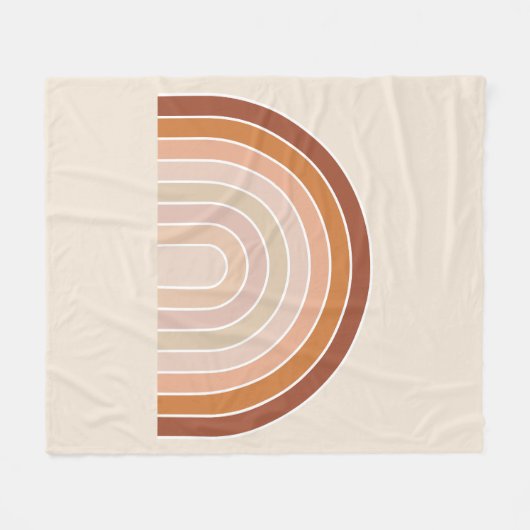 Boho Rainbow Beige Terracotta Fleece Deken (Voorkant (Horizontaal))