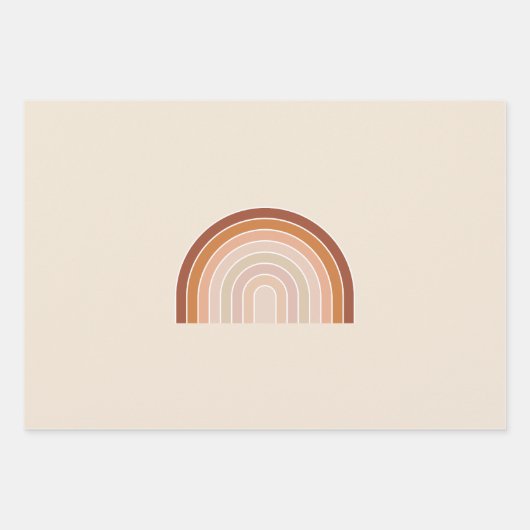 Boho Rainbow Beige Terracotta Inpakpapier Vel (Voorkant 2)