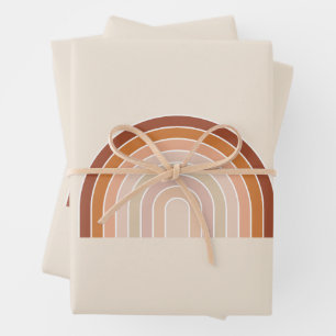 Boho Rainbow Beige Terracotta Inpakpapier Vel