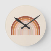 Boho Rainbow Beige Terracotta Ronde Klok (Voorkant)
