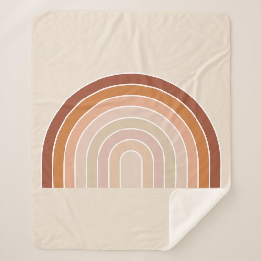 Boho Rainbow Beige Terracotta Sherpa Deken (Voorkant)