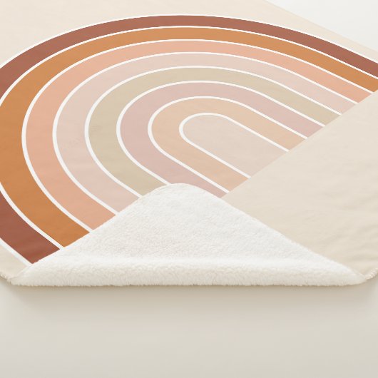 Boho Rainbow Beige Terracotta Sherpa Deken (3/4)
