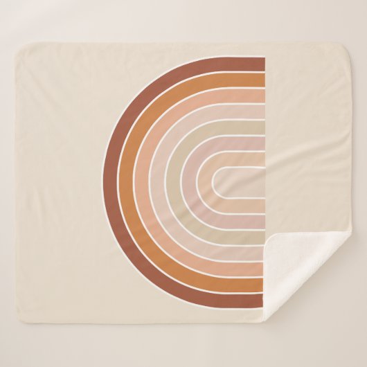 Boho Rainbow Beige Terracotta Sherpa Deken (Voorkant (horizontaal))