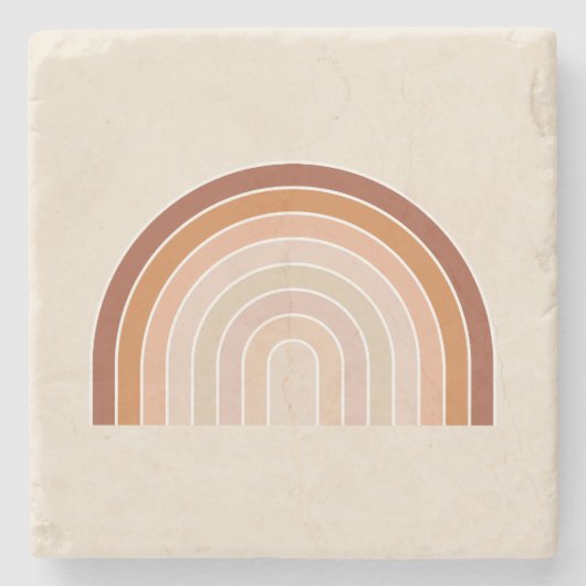 Boho Rainbow Beige Terracotta Stenen Onderzetter (Voorkant)