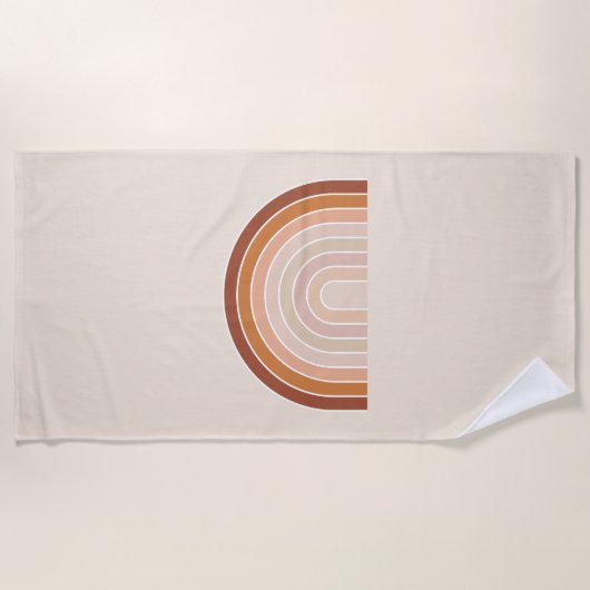Boho Rainbow Beige Terracotta Strandlaken (Voorkant)