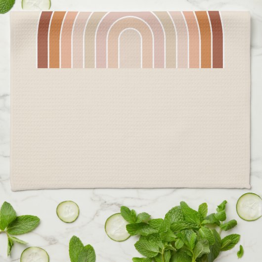 Boho Rainbow Beige Terracotta Theedoek (Gevouwen)