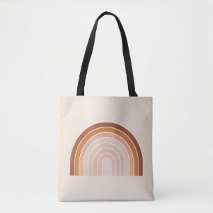 Boho Rainbow Beige Terracotta Tote Bag
