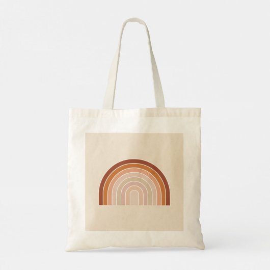 Boho Rainbow Beige Terracotta Tote Bag (Achterkant)