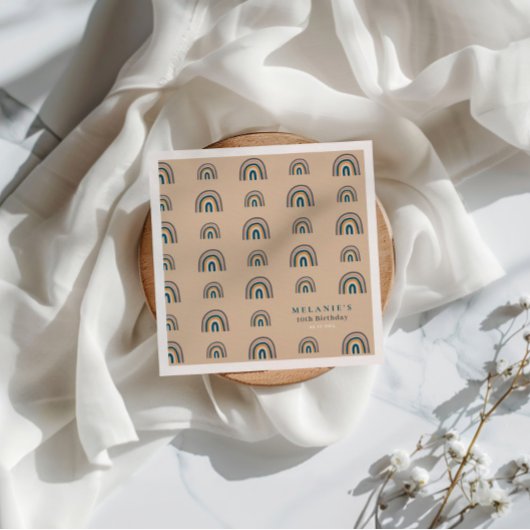 Boho Rainbow Beige Verjaardag Servet