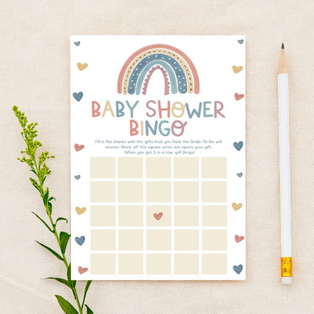 Boho Rainbow Bingo Baby shower Game (Creator heeft geüpload)