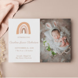 Boho Rainbow Birth Aankondiging nieuwe baby Kaart