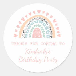 Boho Rainbow Birthday Favor Ronde Sticker