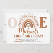 Boho Rainbow Birthday Invitation, Terracotta Tones Kaart (Voorkant)