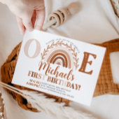 Boho Rainbow Birthday Invitation, Terracotta Tones Kaart