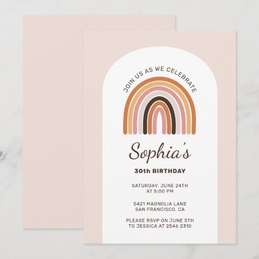 Boho Rainbow Birthday Kaart (Voorkant / Achterkant)