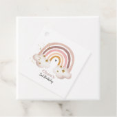 Boho Rainbow Birthday Label Pastel Neutral Modern (In situ)