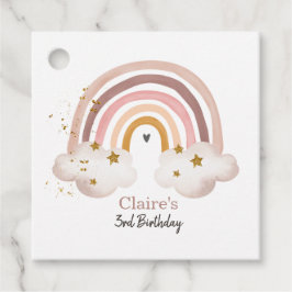 Boho Rainbow Birthday Label Pastel Neutral Modern