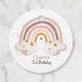 Boho Rainbow Birthday Label Pastel Neutral Modern (Achterkant)
