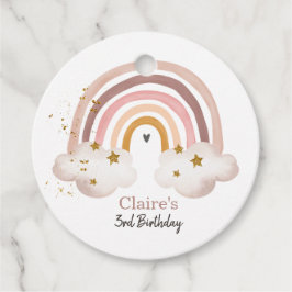 Boho Rainbow Birthday Label Pastel Neutral Modern