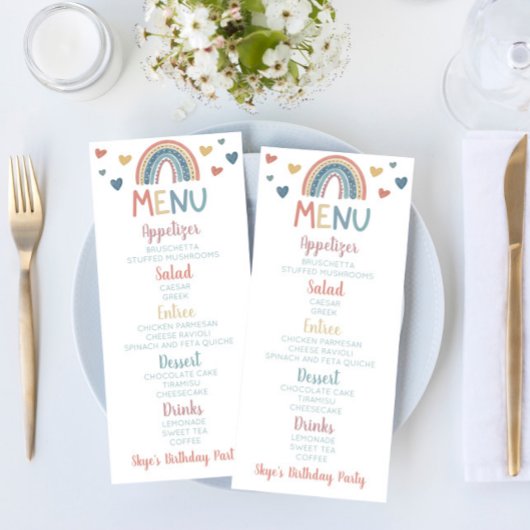 Boho Rainbow Birthday Party Food Menu