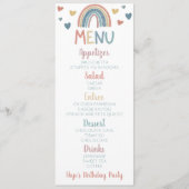 Boho Rainbow Birthday Party Food Menu (Voorkant)