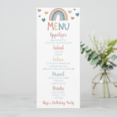 Boho Rainbow Birthday Party Food Menu (Staand voorkant)