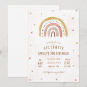 Boho Rainbow Birthday Party Kaart (Voorkant / Achterkant)