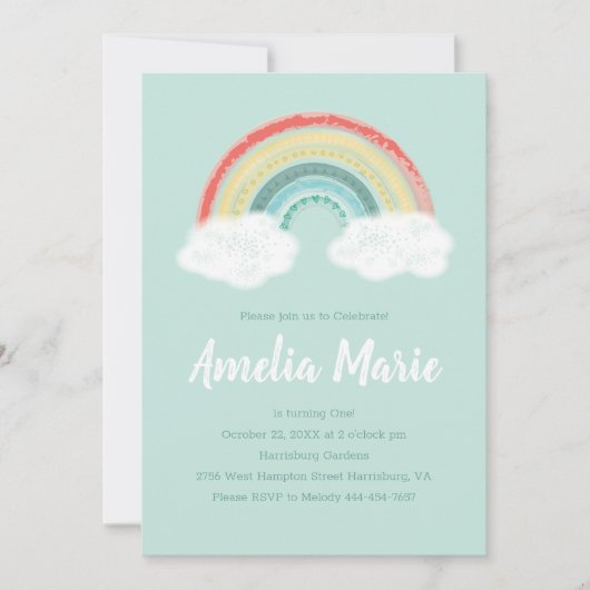 Boho Rainbow Birthday Party Kinder Kaart (Voorkant)