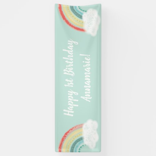 Boho Rainbow Birthday Party Kinder Spandoek (Verticaal)