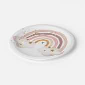 Boho Rainbow Birthday Pastel Modern Baby shower Papieren Bordje (Gekanteld)