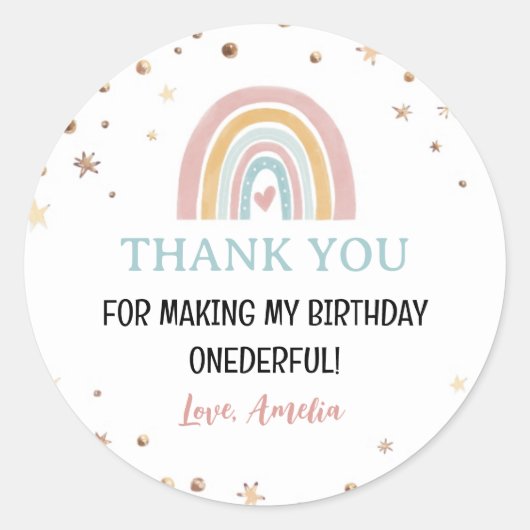 Boho Rainbow Birthday Sticker Labels (Voorkant)