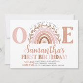 Boho Rainbow Birthday Terracotta Muted Tones Invit Kaart (Voorkant)