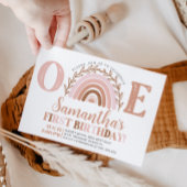Boho Rainbow Birthday Terracotta Muted Tones Invit Kaart