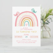 Boho Rainbow Birthday Uitnodiging (Staand voorkant)