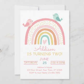 Boho Rainbow Birthday Uitnodiging