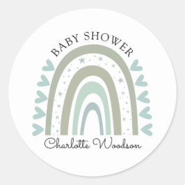 Boho Rainbow Blue Baby Boy Shower Sticker
