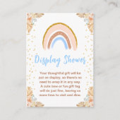 Boho Rainbow Blue Baby Display Douche Informatiekaartje (Voorkant)