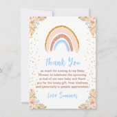 Boho Rainbow Blue Baby shower Bedankkaart (Voorkant)