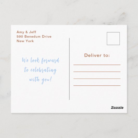 Boho Rainbow Blue Baby shower Briefkaart (Achterkant)