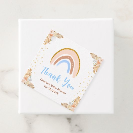 Boho Rainbow Blue Baby shower dank u Bedankjes Labels (In situ)
