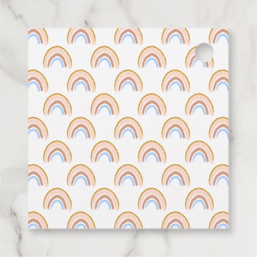 Boho Rainbow Blue Baby shower dank u Bedankjes Labels (Achterkant)