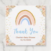 Boho Rainbow Blue Baby shower dank u Bedankjes Labels (Voorkant)