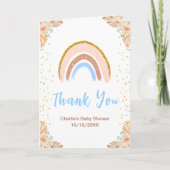Boho Rainbow Blue Baby shower dank u Bedankkaart (Voorkant)