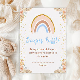 Boho Rainbow Blue Baby shower Luier Raffle Informatiekaartje