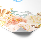 Boho Rainbow Blue Baby shower Welkom Poster (Hoek)