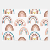 Boho Rainbow Blue Blush Gold Hearts Inpakpapier Vel (Voorkant 3)