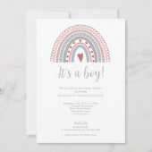 Boho Rainbow Blue Boy Baby shower Kaart (Voorkant)
