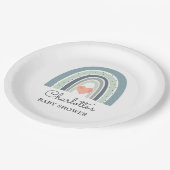 Boho Rainbow Blue Boy Baby shower Papieren Bordje (Gekanteld)