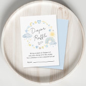 Boho Rainbow Blue Diaper Raffle Baby Boy Shower Informatiekaartje