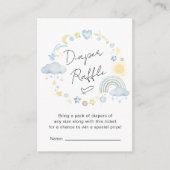Boho Rainbow Blue Diaper Raffle Baby Boy Shower Informatiekaartje (Voorkant)